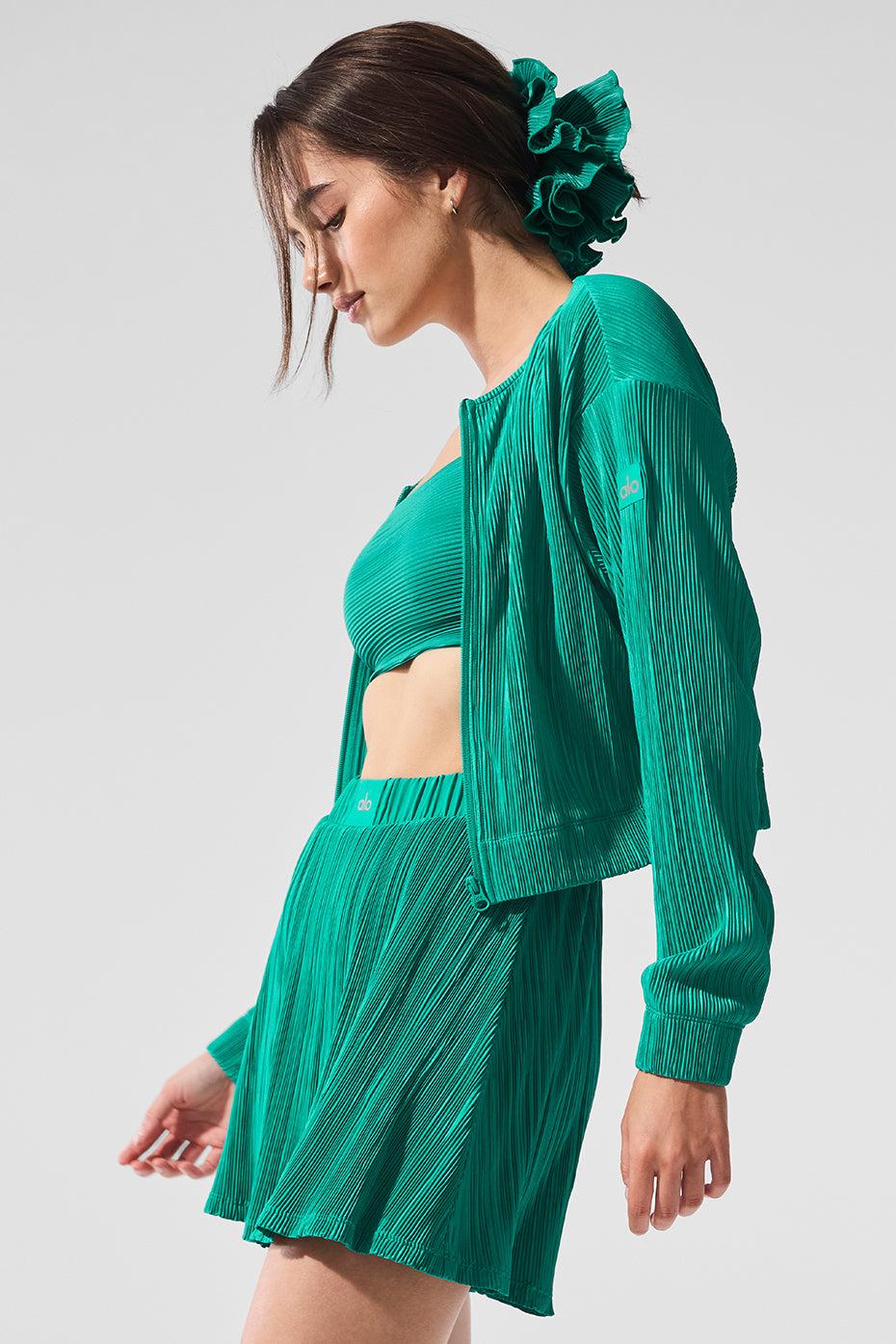 Cropped Micro Plisse Jacket - Spruce Green Product Image