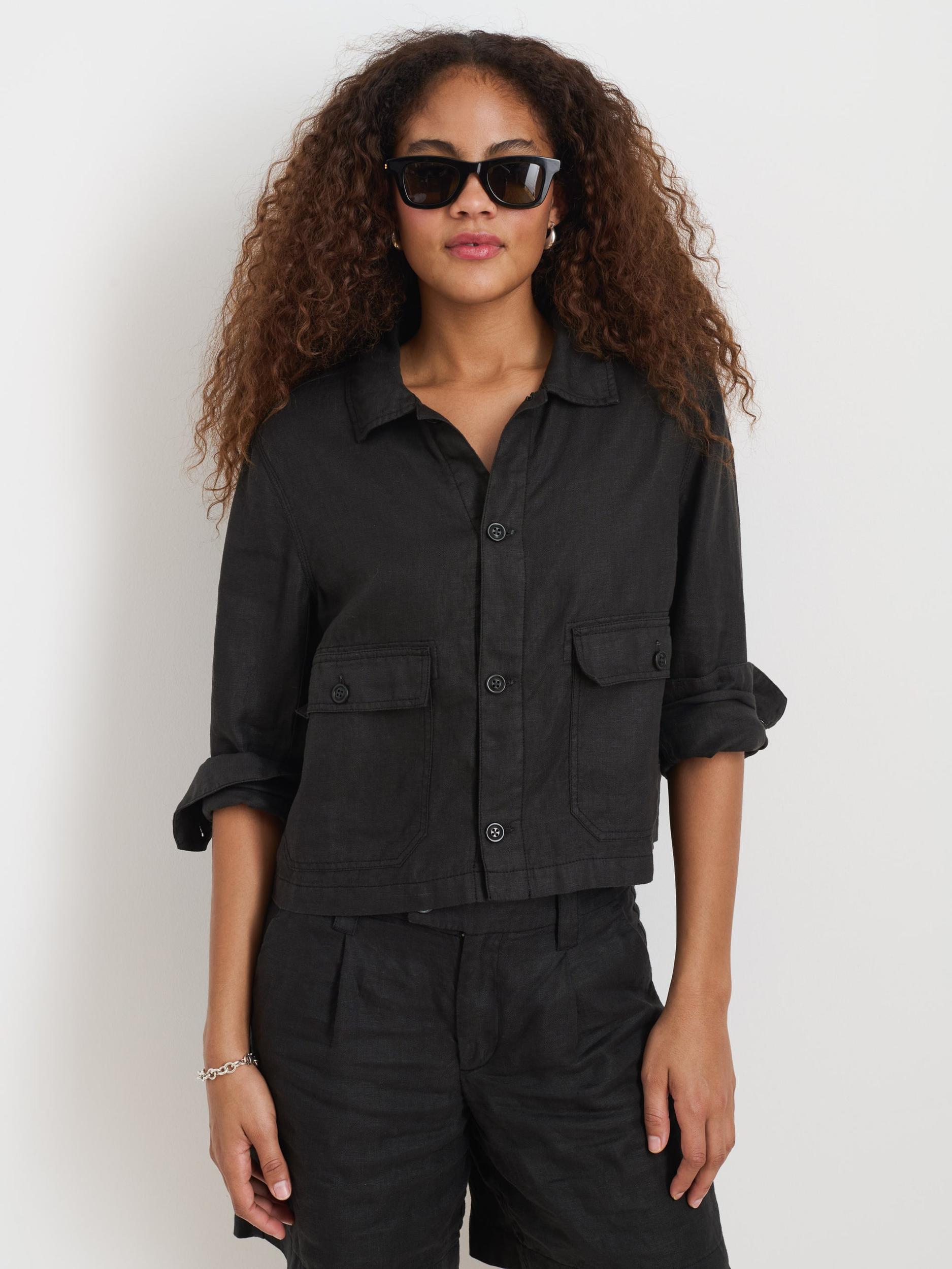 Cropped Work Jacket In Linen Product Image