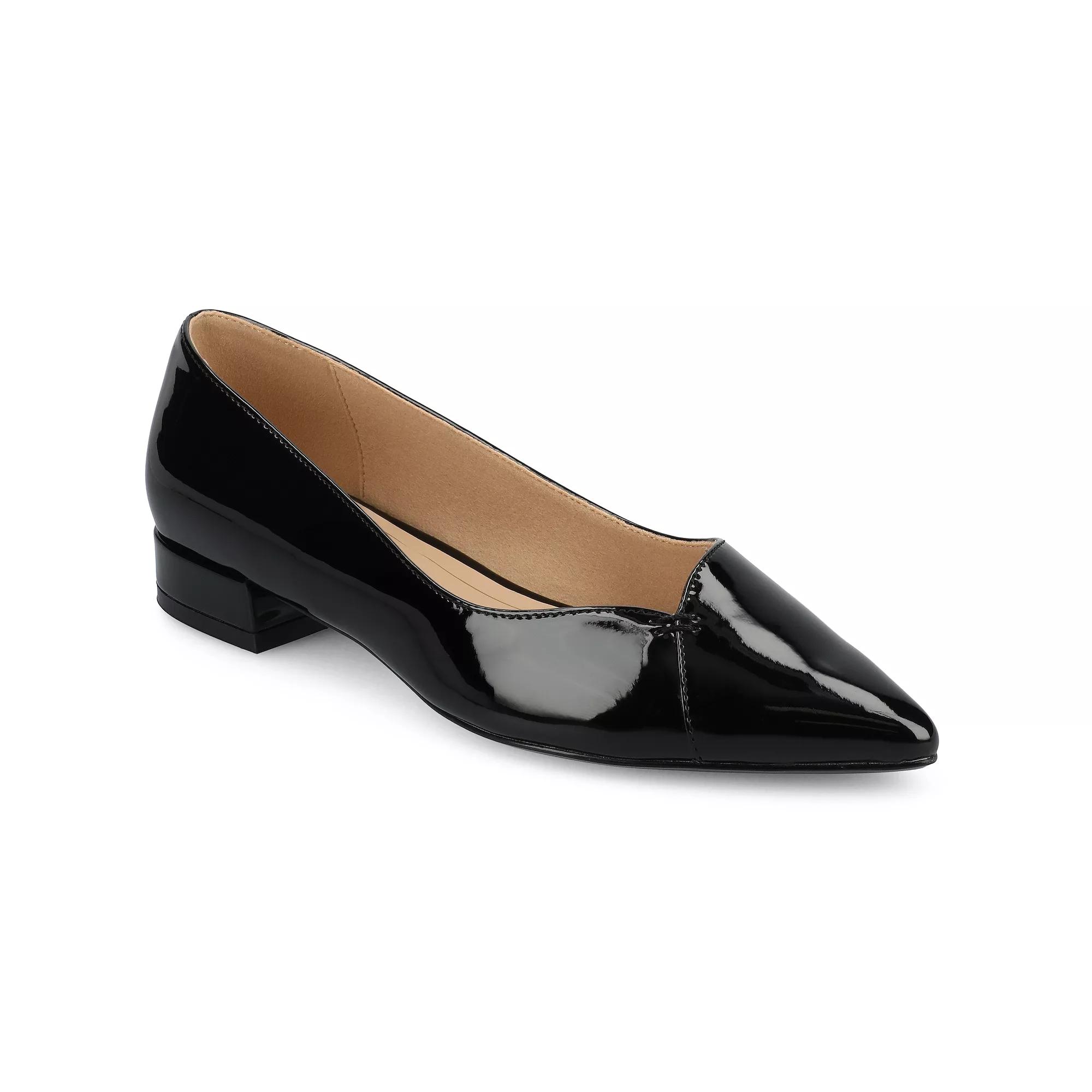 Journee Medium and Wide Width Carmin Women's Slip-On Low Block Heel Dress Flats,  Product Image