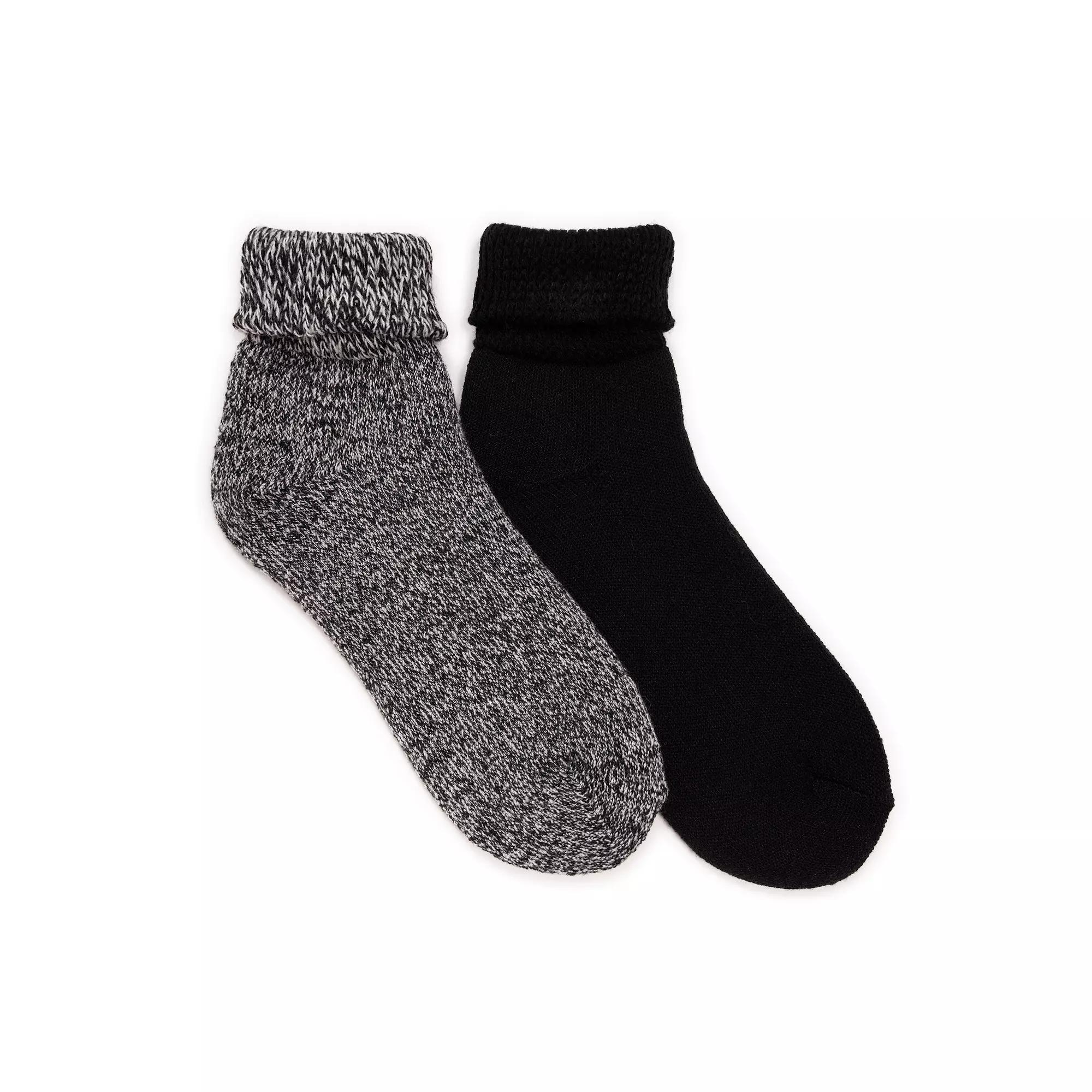 Men's MUK LUKS® 2-Pack Short Heat Retainer Socks, Ebony Marl Product Image