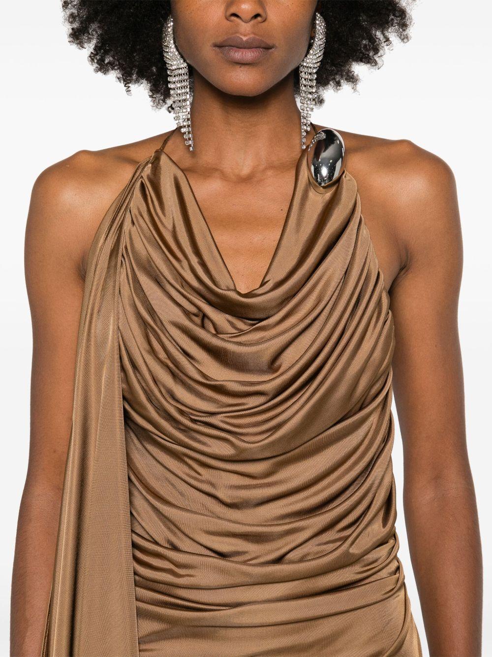 brooch-detail draped maxi dress Product Image