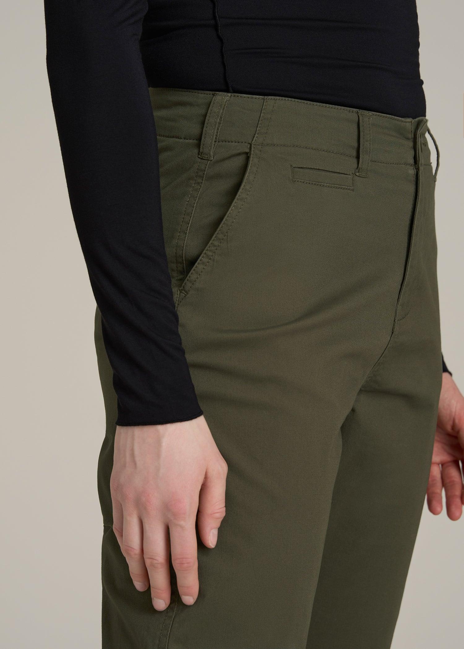 High Rise Tapered Chino Pants for Tall Women in Forest Night Female Product Image