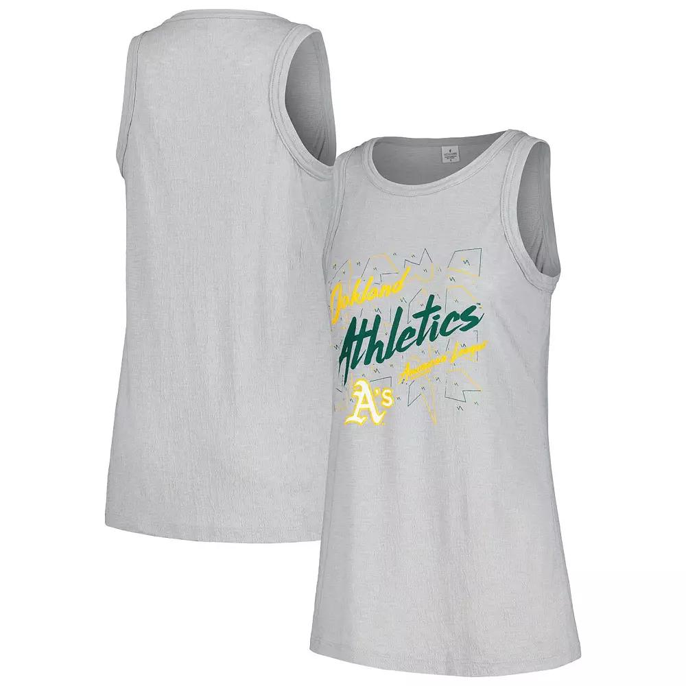 Women's Soft as a Grape Gray Oakland Athletics Gauze High Neck Tank Top, Size: Large, Grey Product Image
