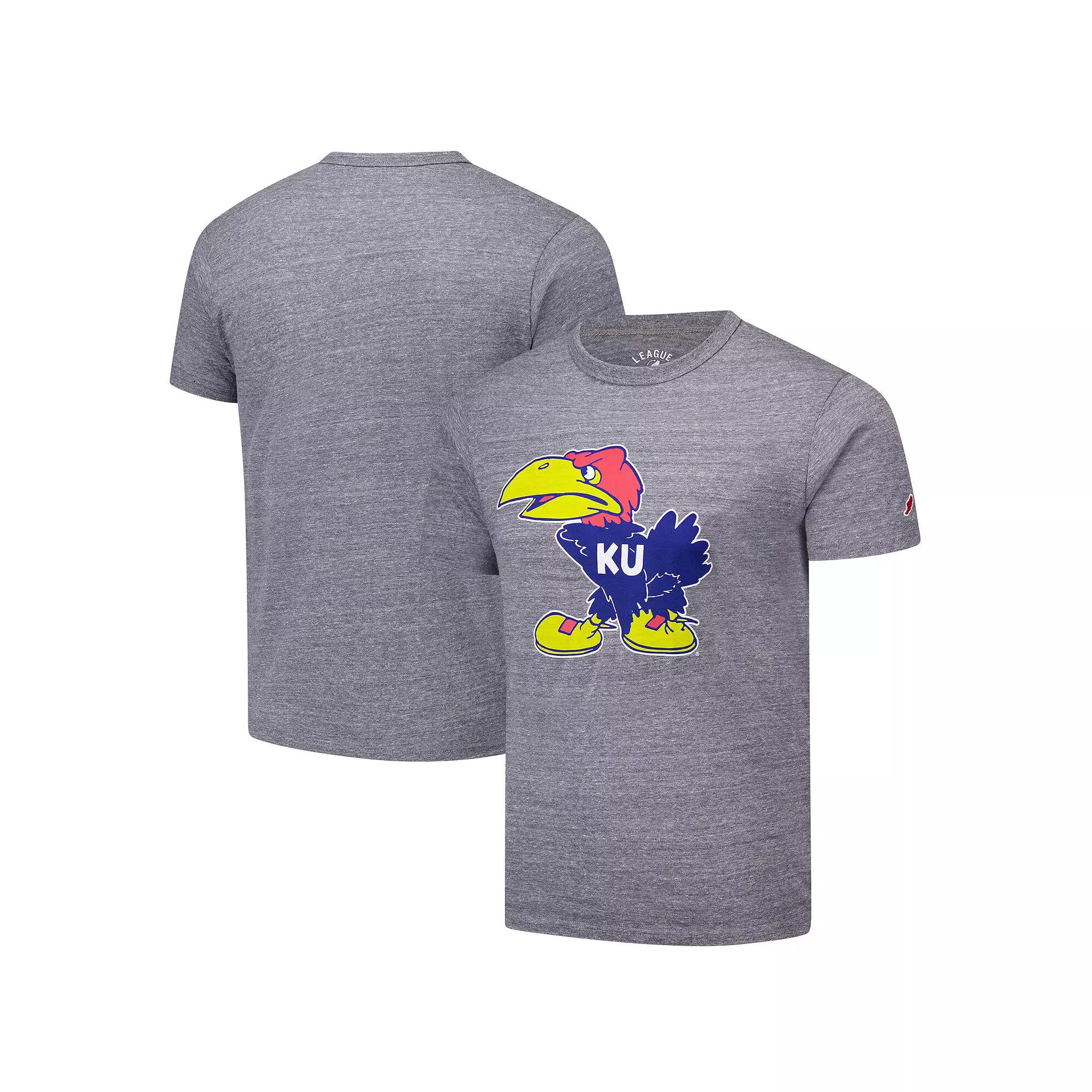 Men's League Collegiate Wear Heather Gray Kansas Jayhawks Victory Falls Tri-Blend T-Shirt,  Product Image