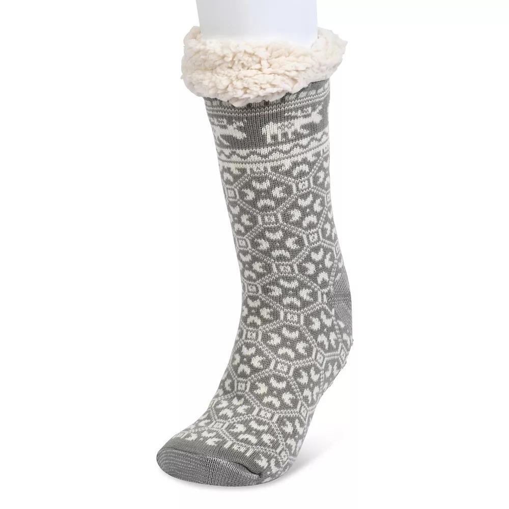 Women's GaaHuu® Non-Skid Faux Shearling Moose Slipper Socks, Gray Product Image