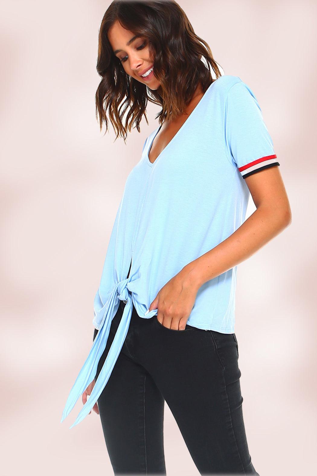 Stripe Tie Front Top Product Image