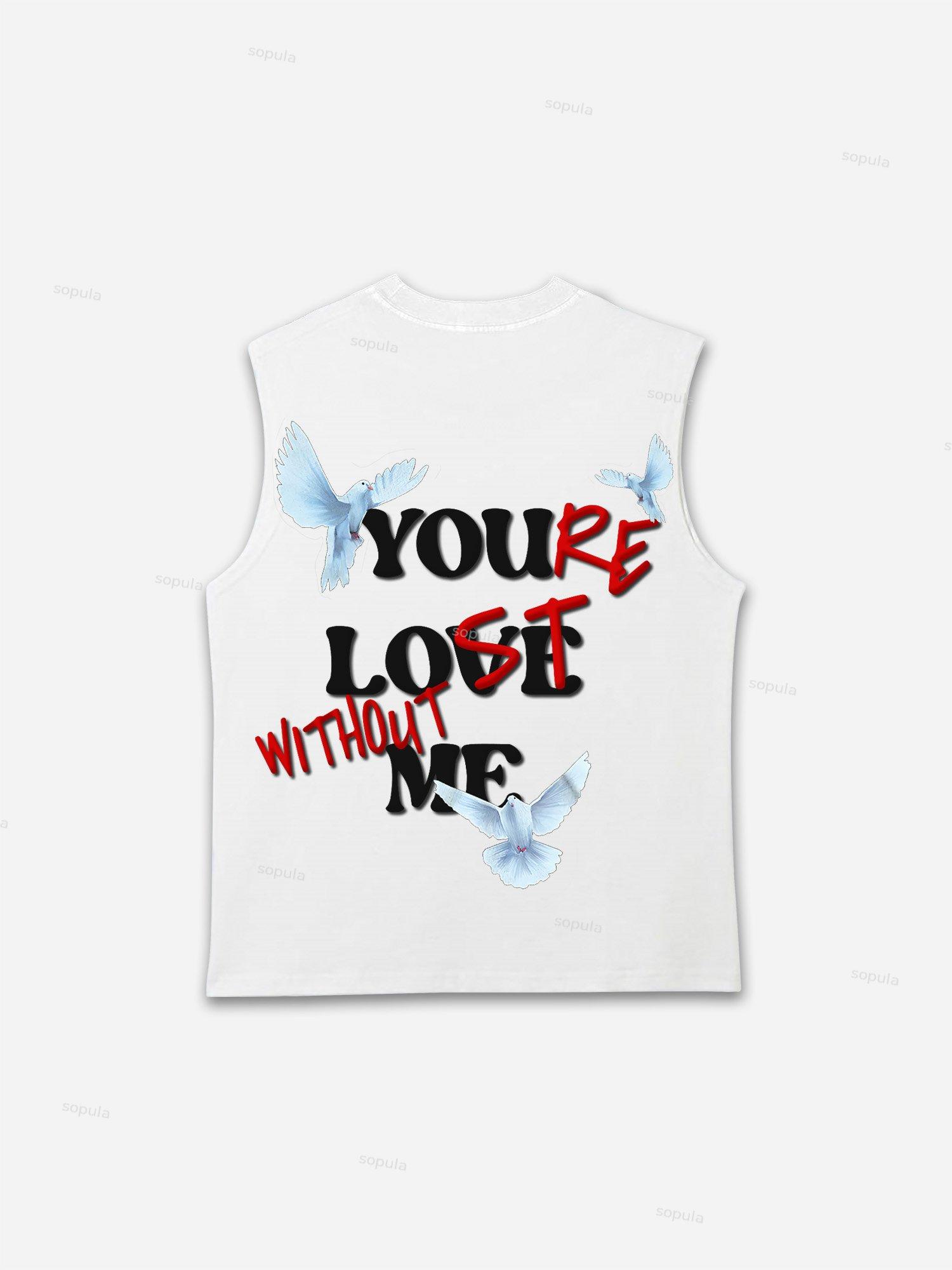 Sopula Peace Dove You're Lost Without Me Graphic Sleeveless Tank Top Product Image