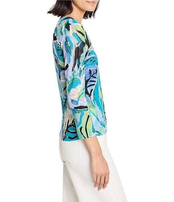 NIC + ZOE Island Beat 4-Way Linen Blend Knit Open Front 3/4 Sleeve Cardigan Product Image