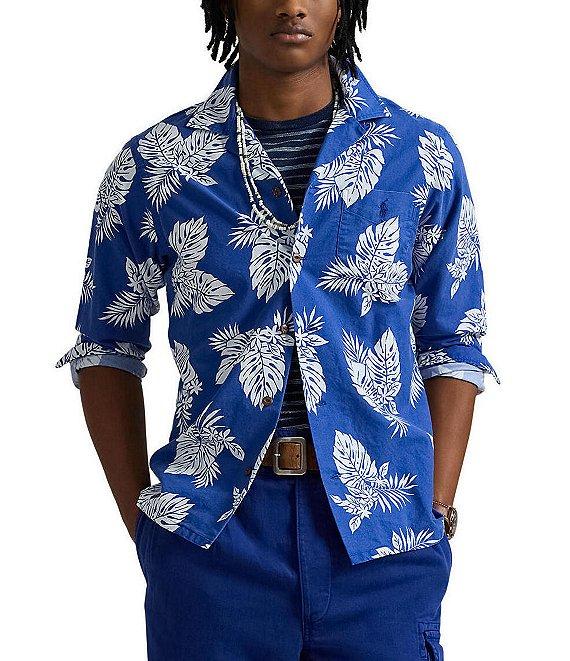 Polo Ralph Lauren Classic Fit Monstera-Print Oxford Long Sleeve Woven Camp Shirt Product Image