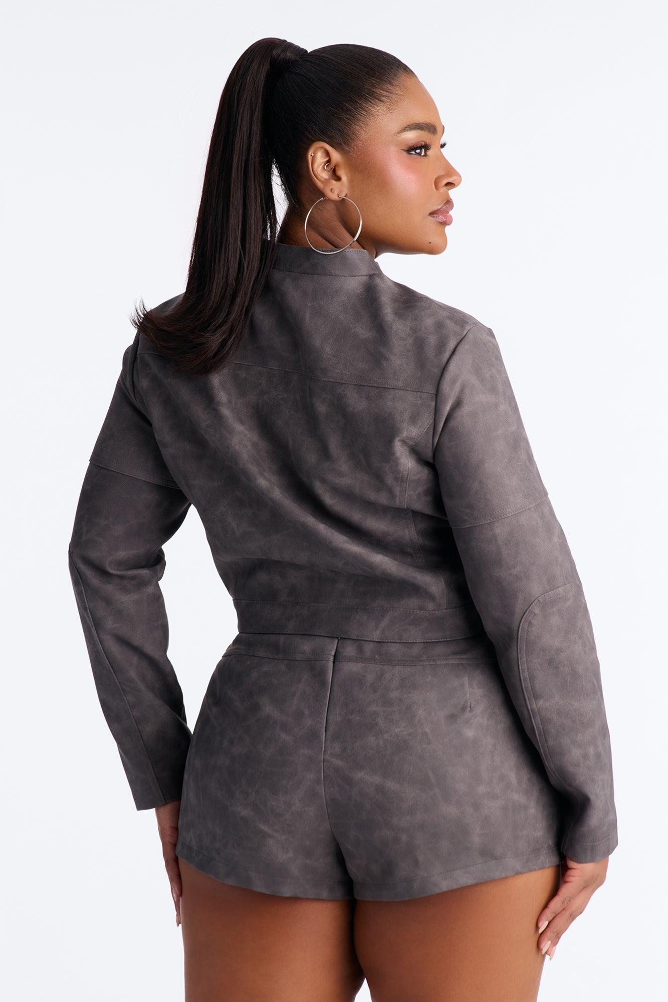 Simone Washed Faux Leather Jacket - Black Female Product Image