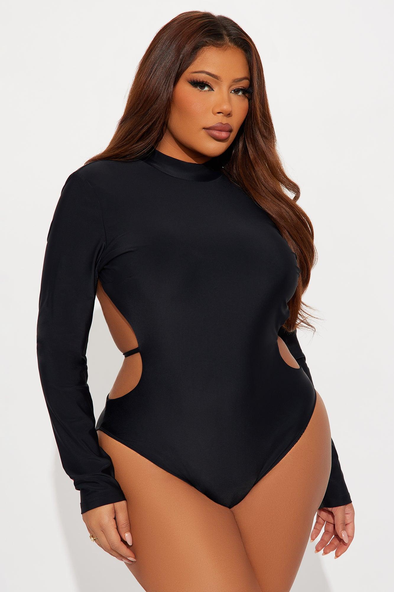 Dreamspace Backless Mock Neck Bodysuit - Black Female Product Image