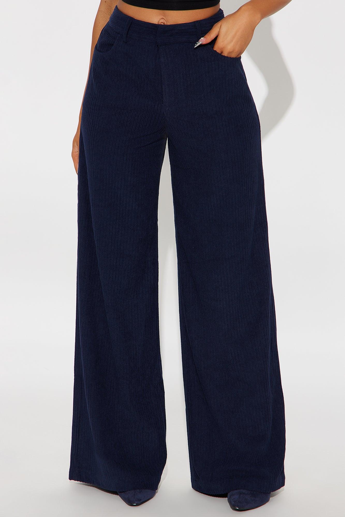 Golden Hour Groove Wide Leg Corduroy Pant 33 - Navy Female Product Image