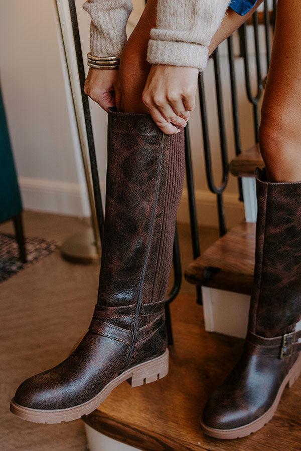 Hay Bale Faux Leather Knee High Boot in Chestnut Product Image