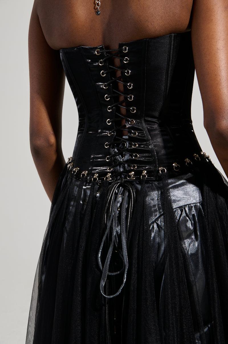 MARRIED TO THE GAME CORSET TOP IN BLACK Product Image