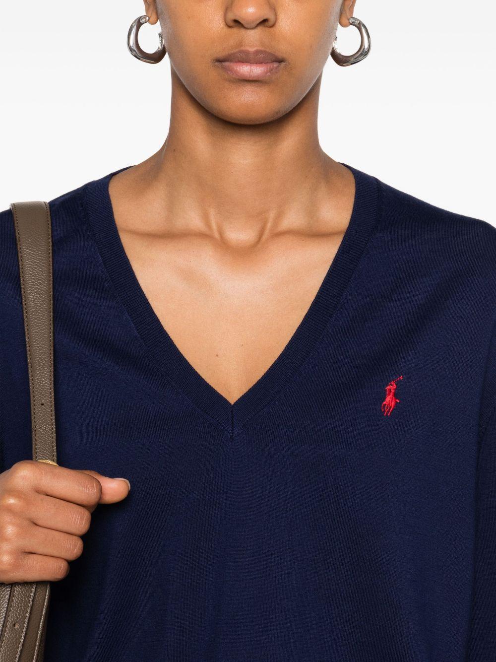 v-neck embroidered sweater Product Image