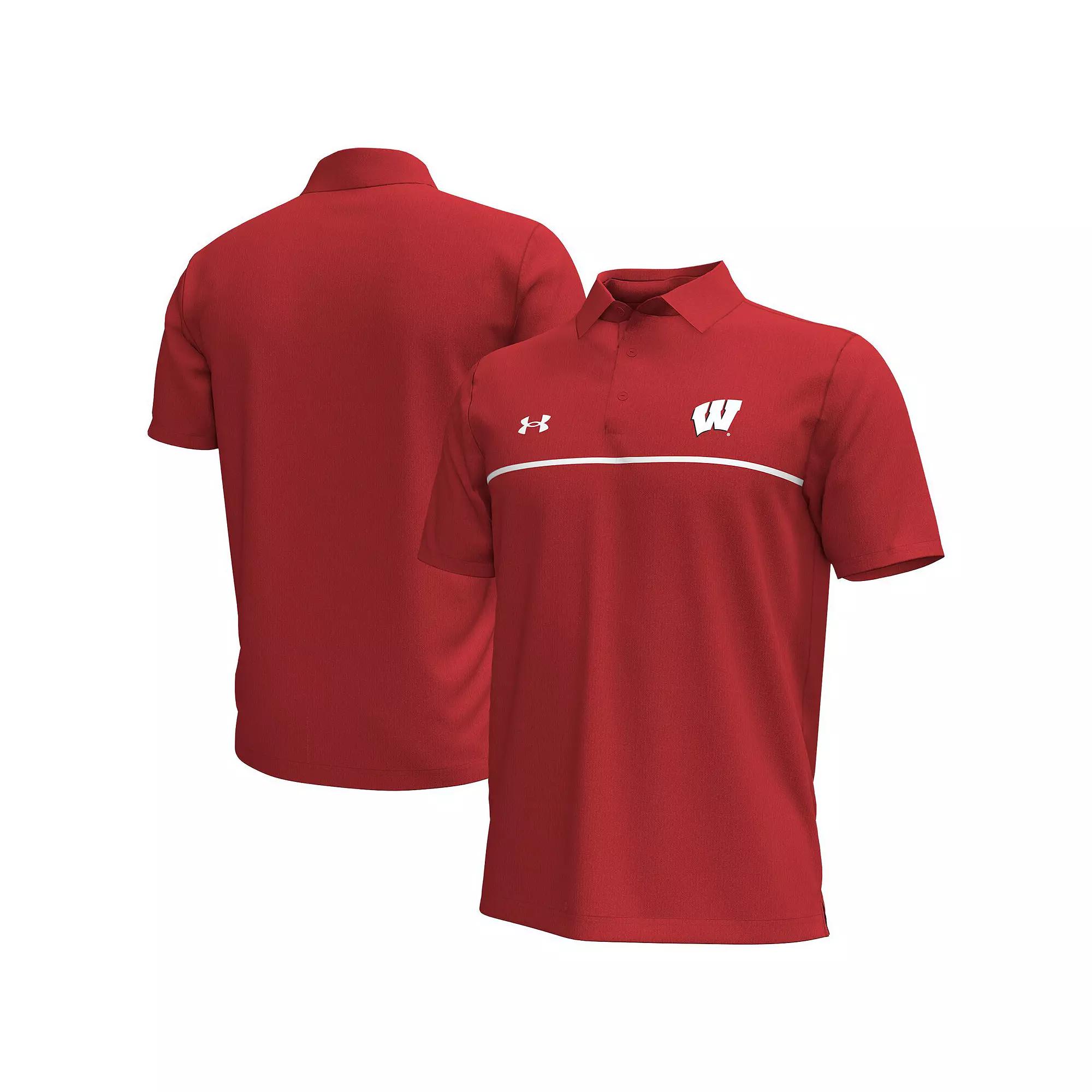 Men's Under Armour Red Wisconsin Badgers Playoff Chest Stripe Performance Polo,  Product Image
