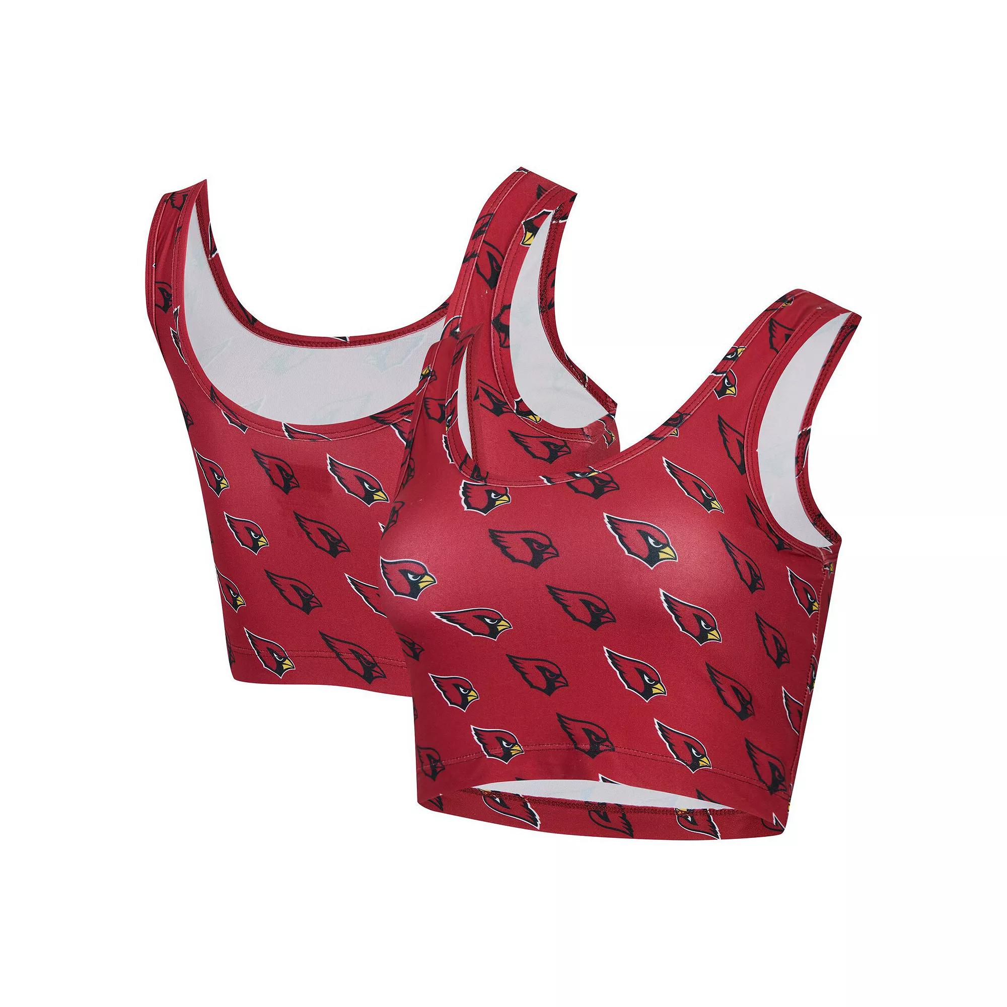 Women's Concepts Sport Cardinal Arizona Cardinals Record Allover Print Bralette, Size: XL, Red Product Image