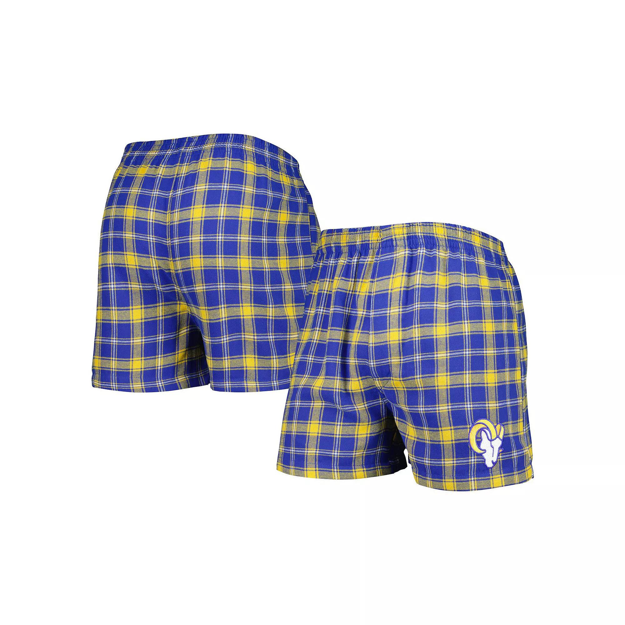 Men's Concepts Sport Royal/Gold Los Angeles Rams Ledger Flannel Boxers, Size: 2XL, Blue Product Image