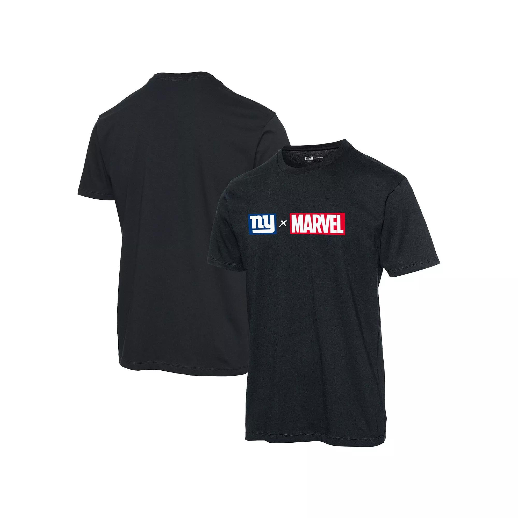 Men's Junk Food Black New York Giants Marvel Logo T-Shirt, Size: Small Product Image
