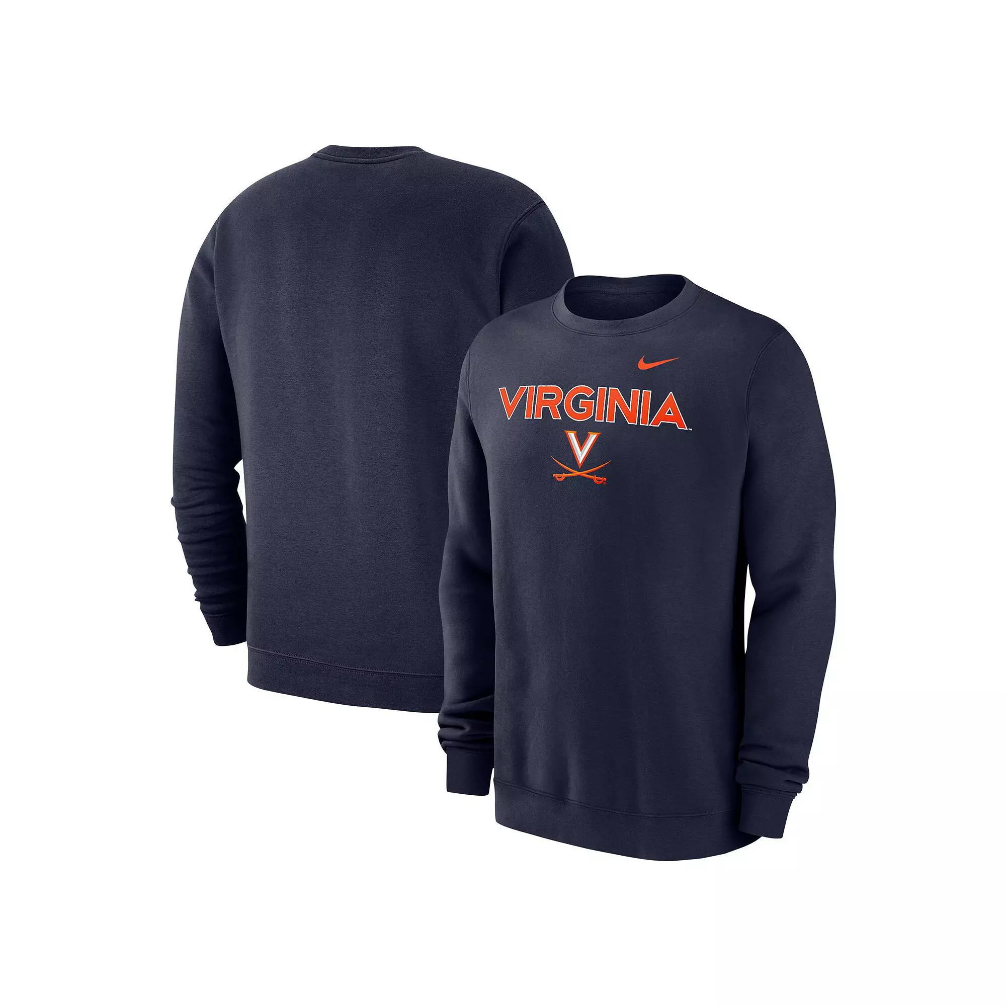 Men's Nike Navy Virginia Cavaliers Club Fleece Pullover Sweatshirt, Size: XL, Blue Product Image