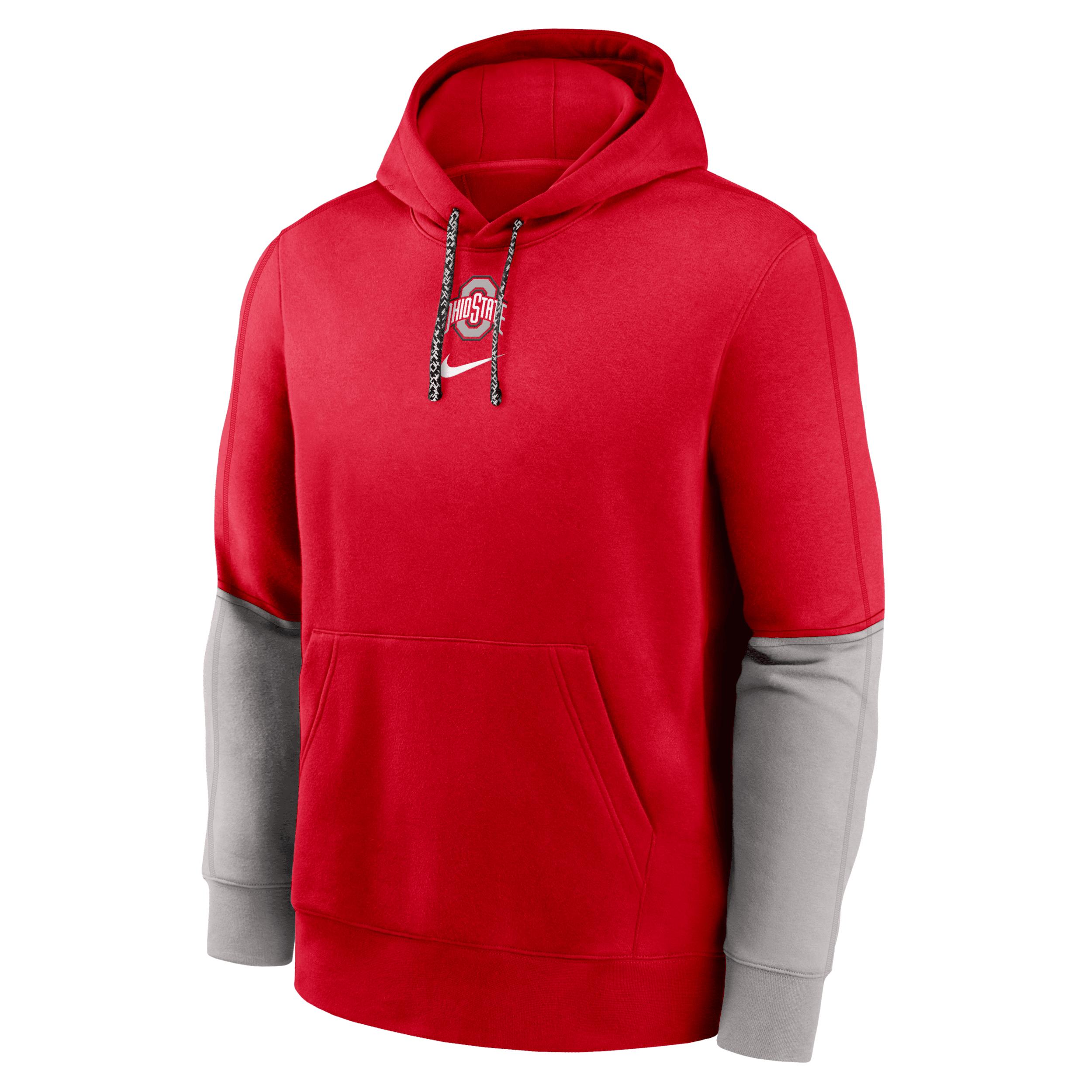 Ohio State Buckeyes Sideline Team Issue Club Nike Men's College Pullover Hoodie Product Image