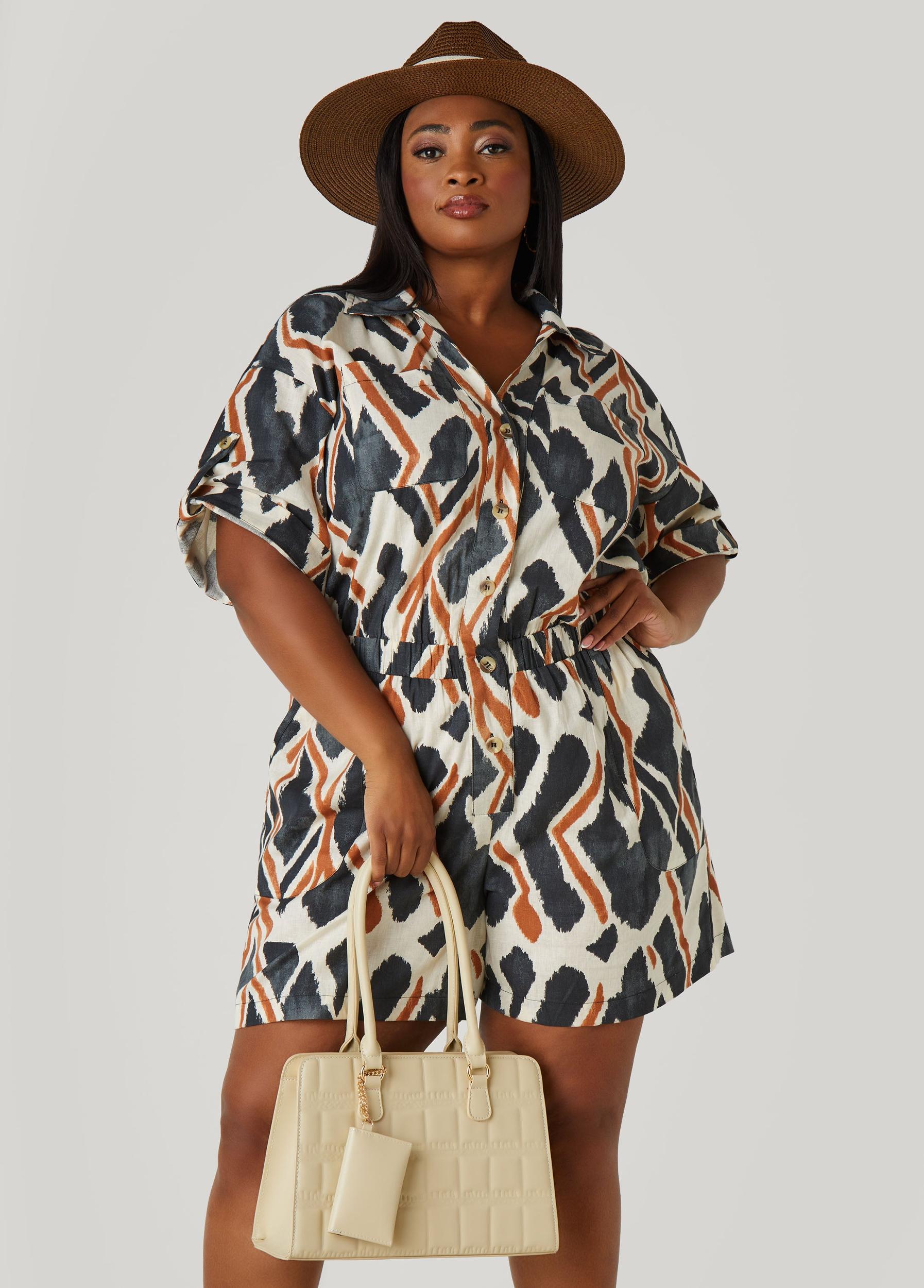 Abstract Cotton And Linen Romper Product Image