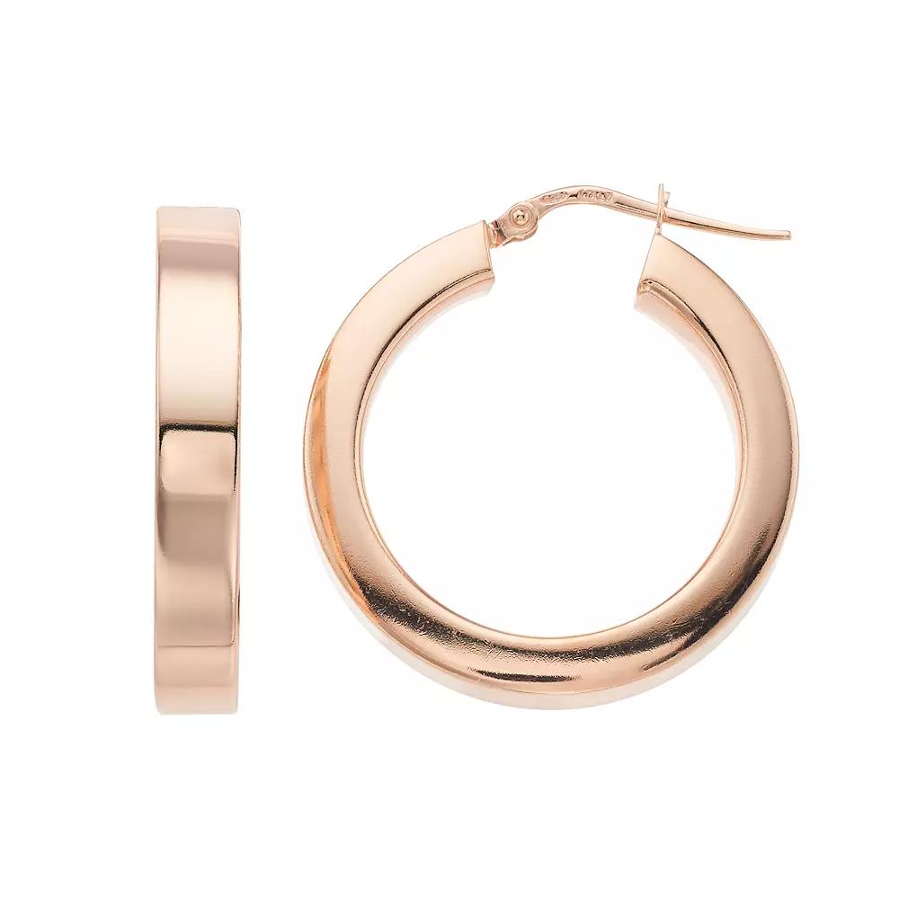 Sterling Silver Hollow Square Hoop Earrings, Women's, 14k Gold Over Product Image