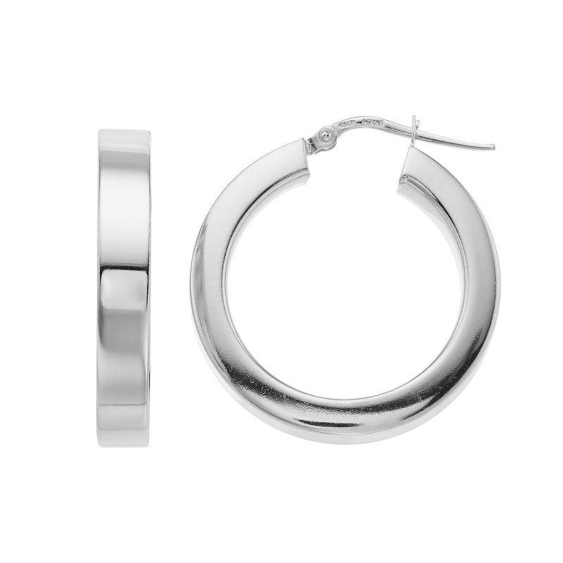 Sterling Silver Hollow Square Hoop Earrings, Women's Product Image
