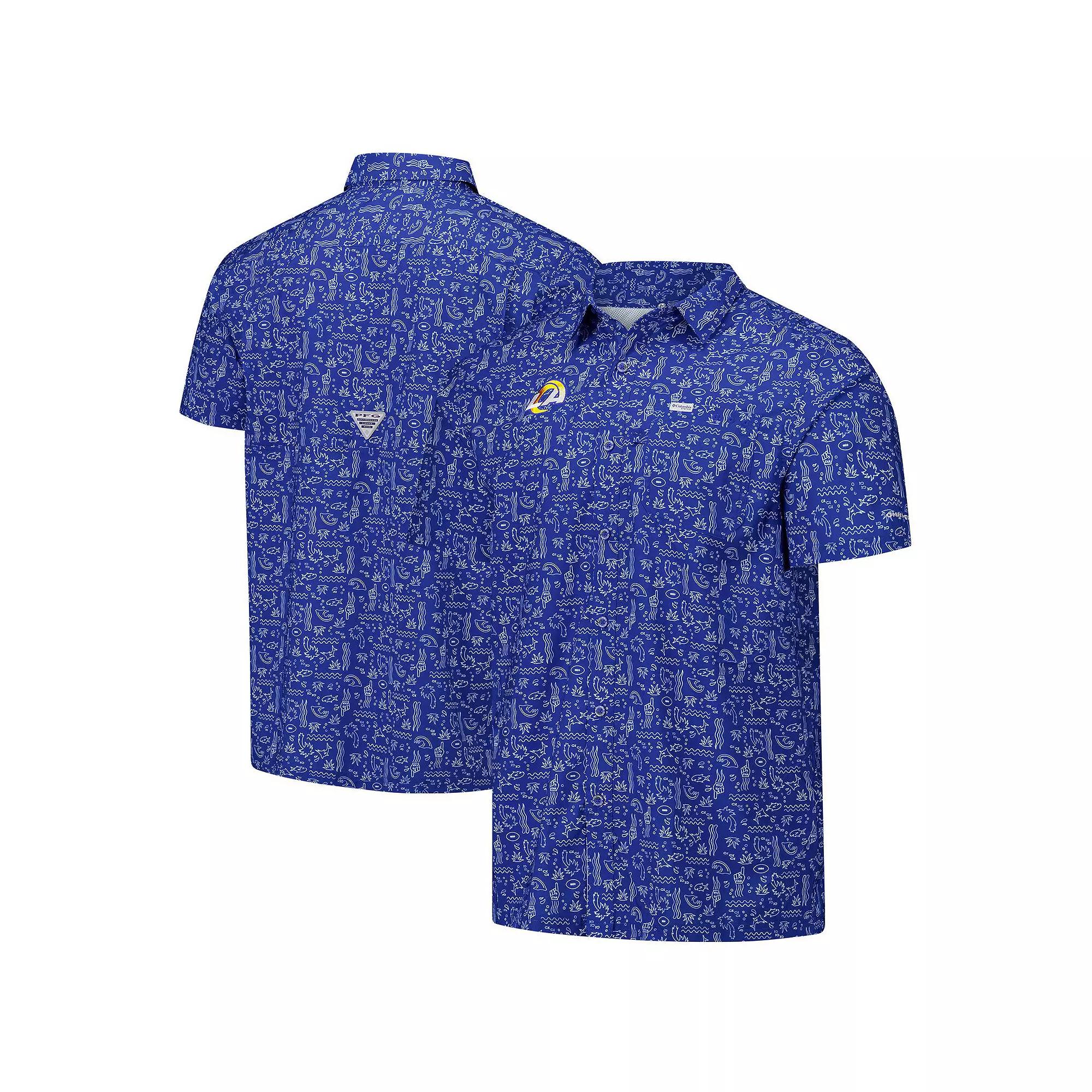 Columbia Mens PFG Super Slack Tide Short Sleeve Shirt - Los Angeles Rams- Product Image