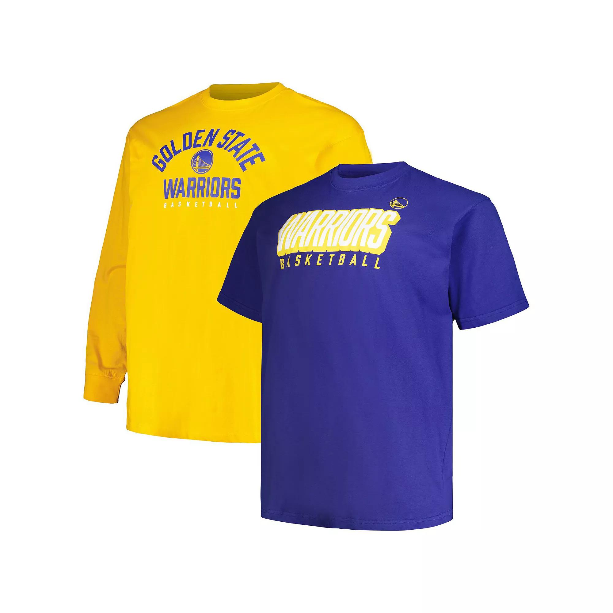 Men's Fanatics Branded Royal/Gold Golden State Warriors Big & Tall Short Sleeve & Long Sleeve T-Shirt Set, Size: 2XB, Blue Product Image