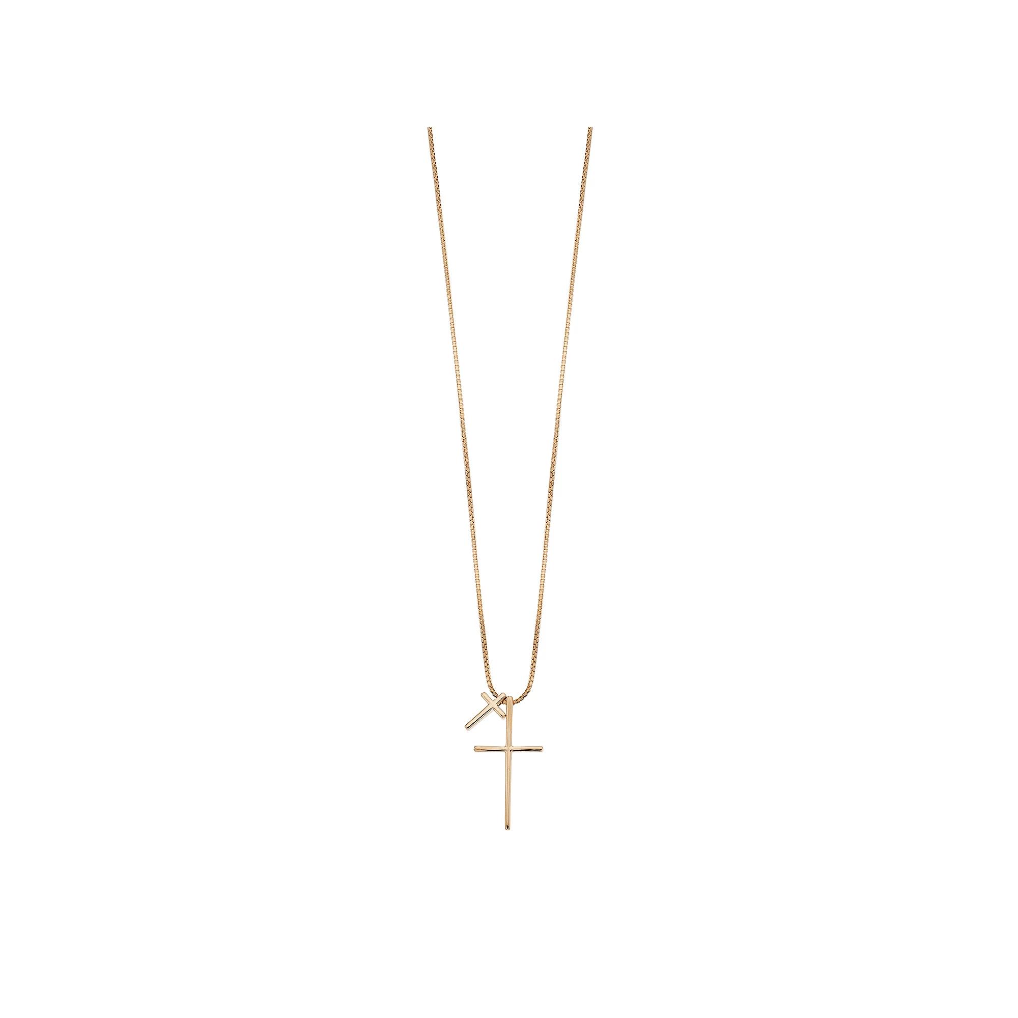 Sterling Silver Double Cross Pendant Necklace, Women's, Size: 18", 14k Gold Over Product Image