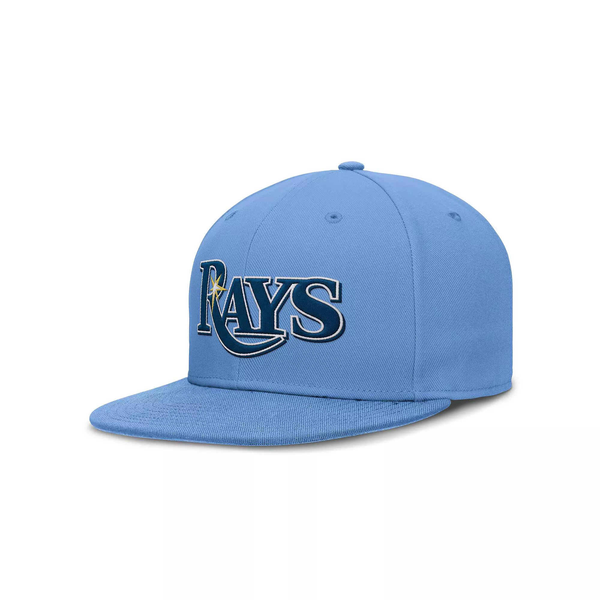 Men's Nike Light Blue Tampa Bay Rays True Round Bill Performance Fitted Hat,  Product Image