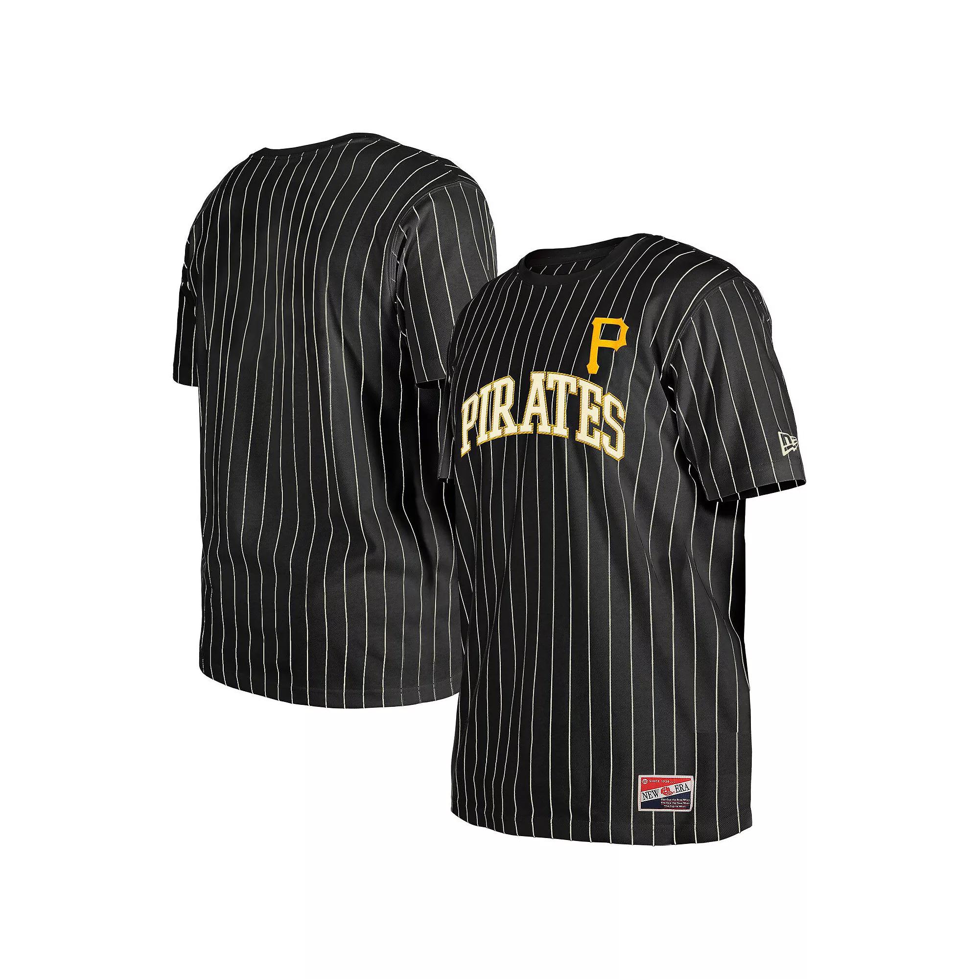 Men's New Era Black Pittsburgh Pirates Throwback Pinstripe T-Shirt, Size: XL Product Image