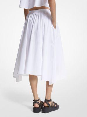 Stretch Organic Cotton Poplin Handkerchief Midi Skirt Product Image