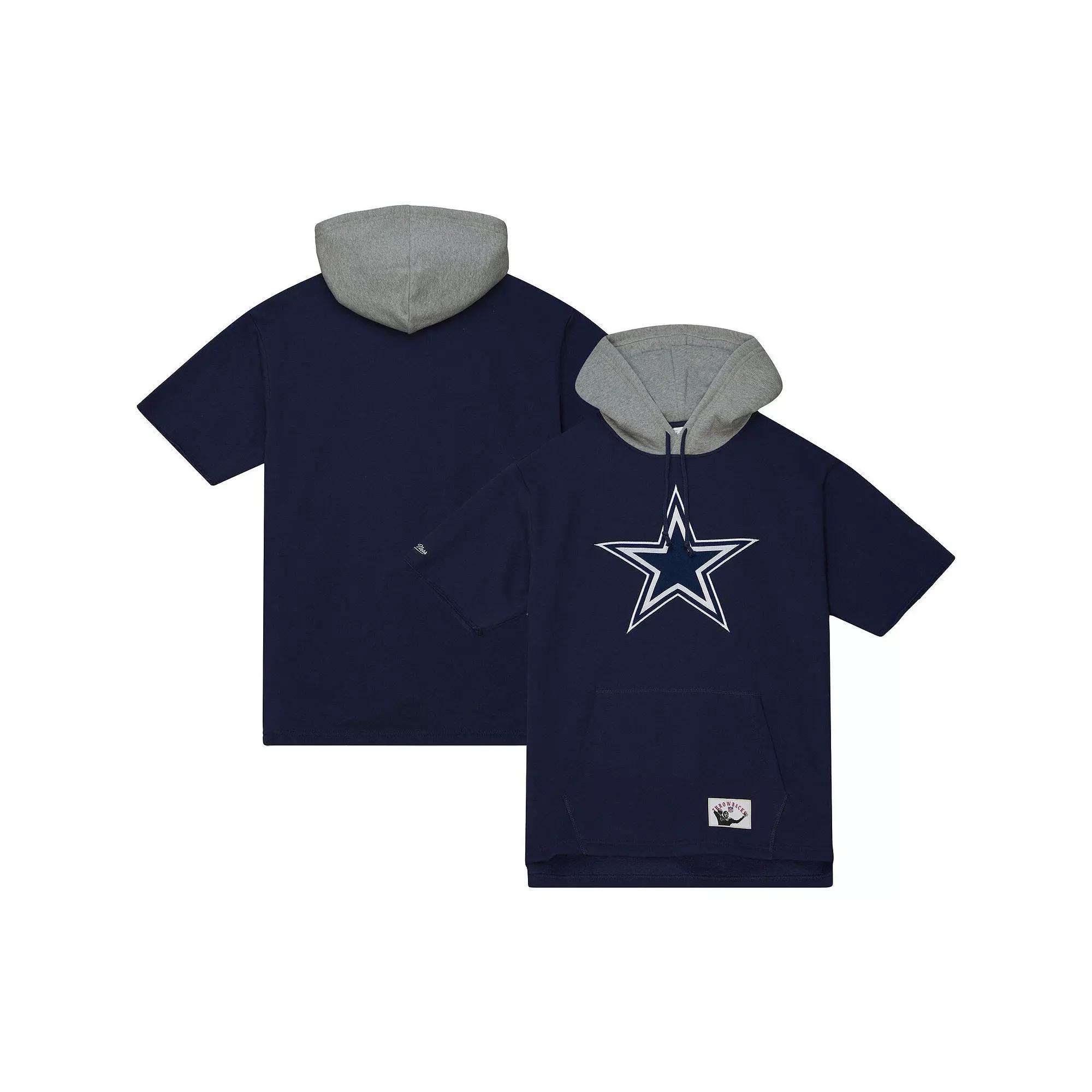 Men's Mitchell & Ness Navy Dallas Cowboys Postgame Short Sleeve Hoodie, Size: Medium, Blue Product Image