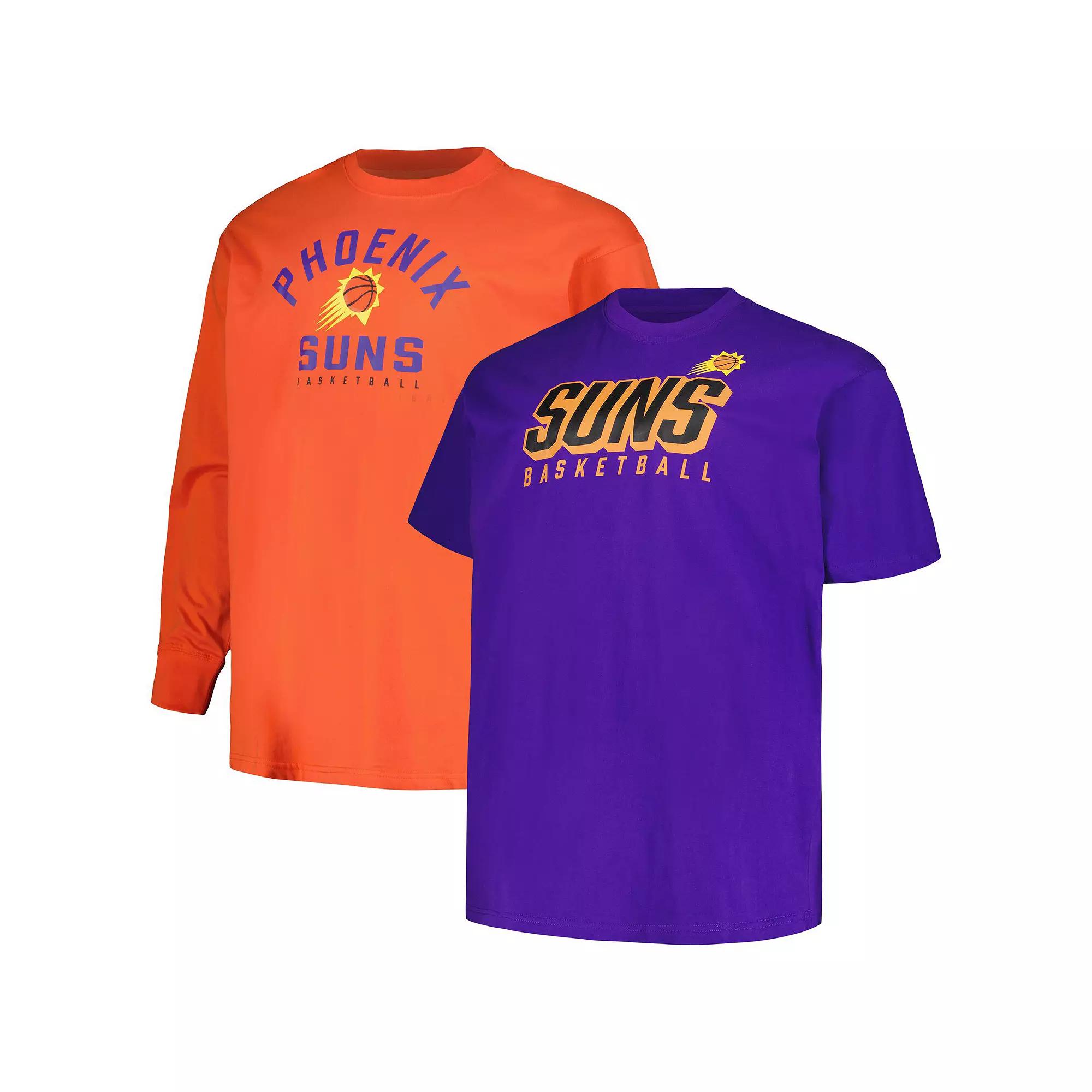 Men's Fanatics Branded Purple/Orange Phoenix Suns Big & Tall Short Sleeve & Long Sleeve T-Shirt Set, Size: 2XLT, Phx Purple Product Image