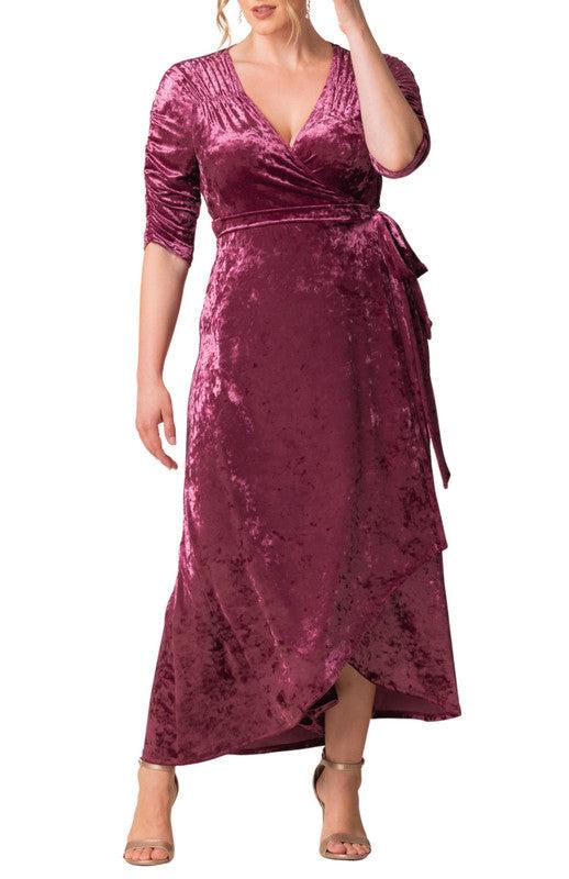 Cara Velvet Hi-Low Wrap Gown - Plus Product Image