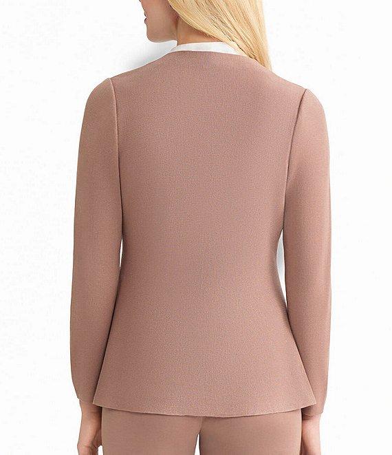 MISOOK Tailored Fit-And-Flare Tonal Knit V-Neck Long Sleeve Jacket Product Image