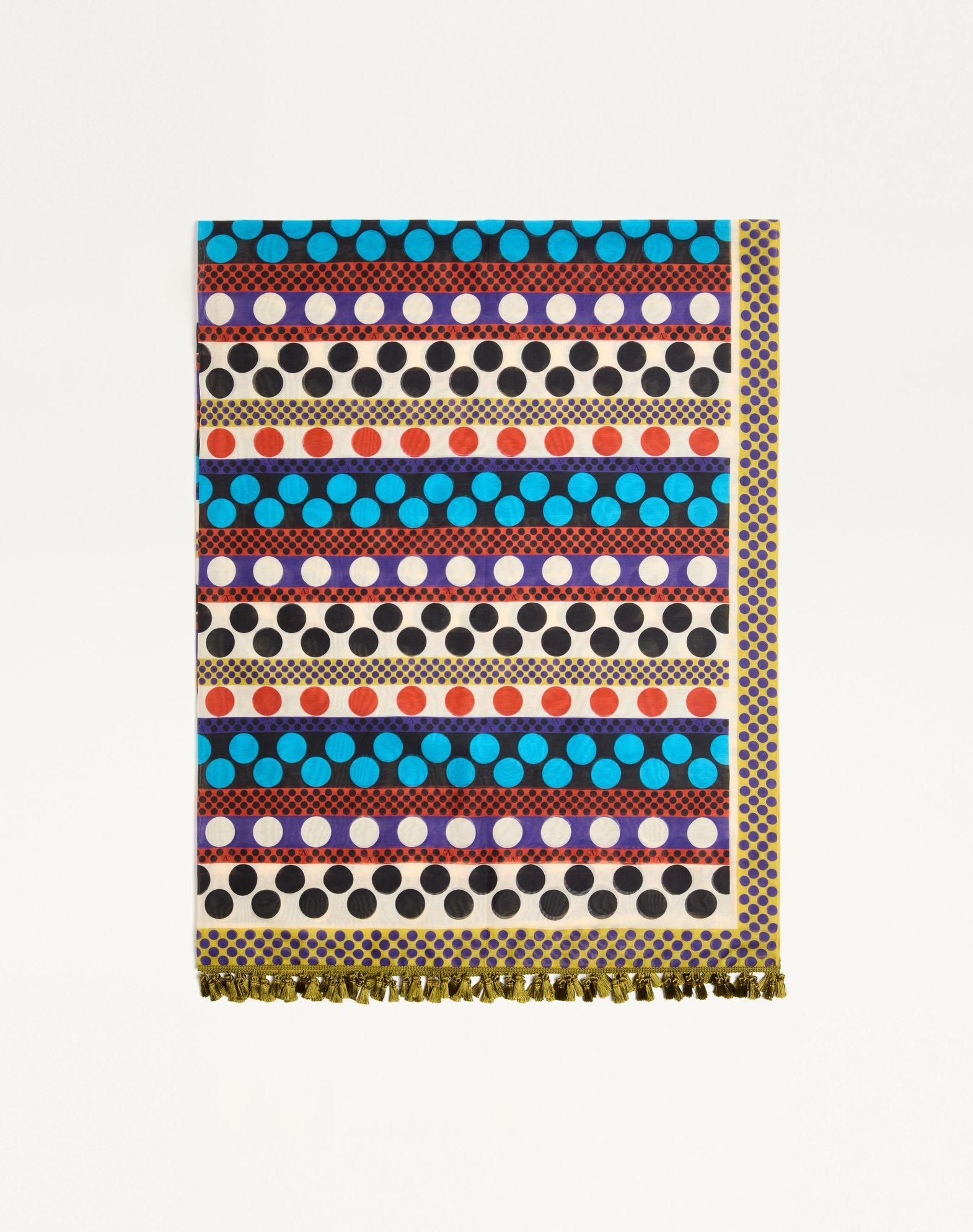 Escape Sarong In Cotton And Silk With Stripe And Polka Dot Print Product Image