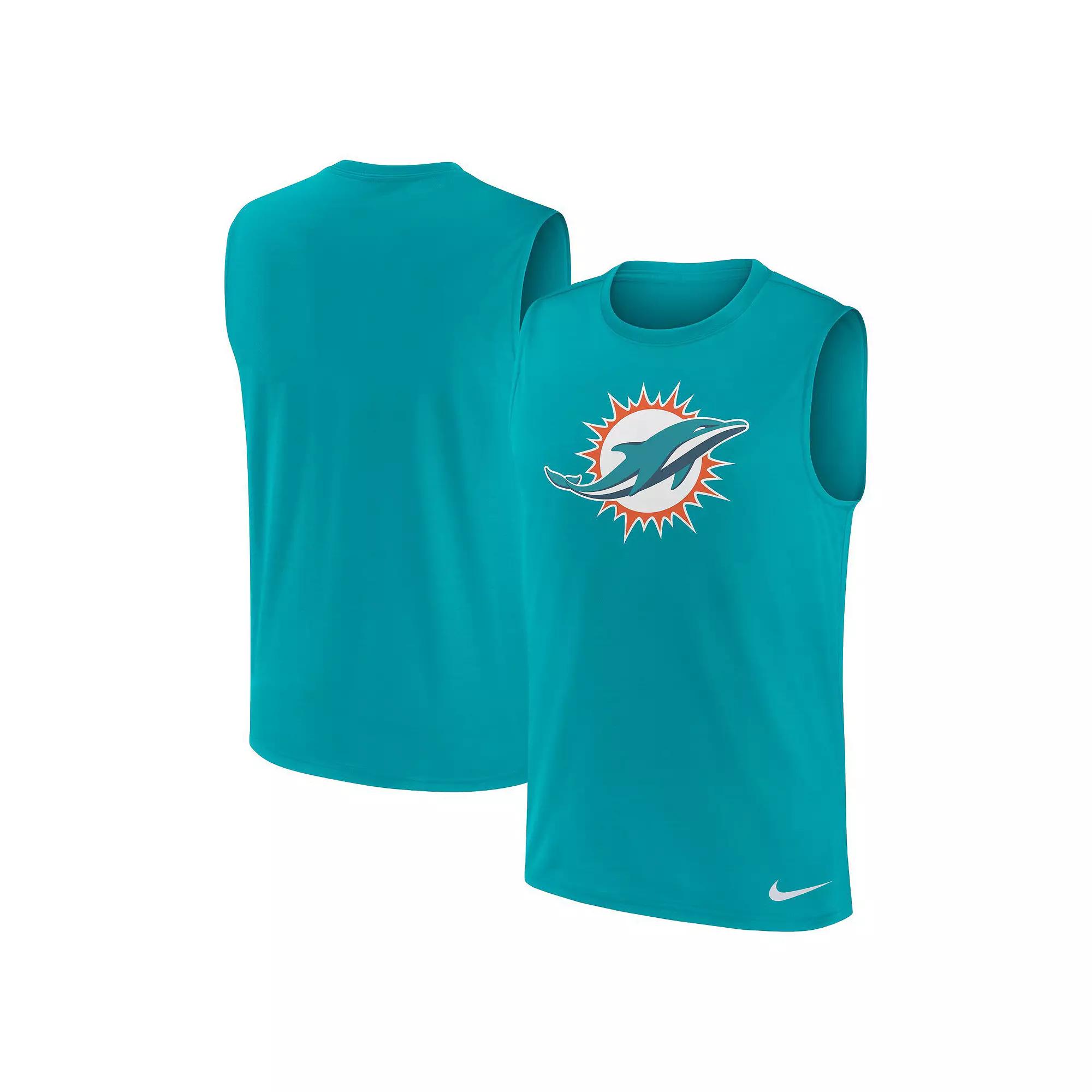 Men's Nike Aqua Miami Dolphins Blitz Legend Muscle Perform Tank Top, Size: Large, Turquoise A Product Image