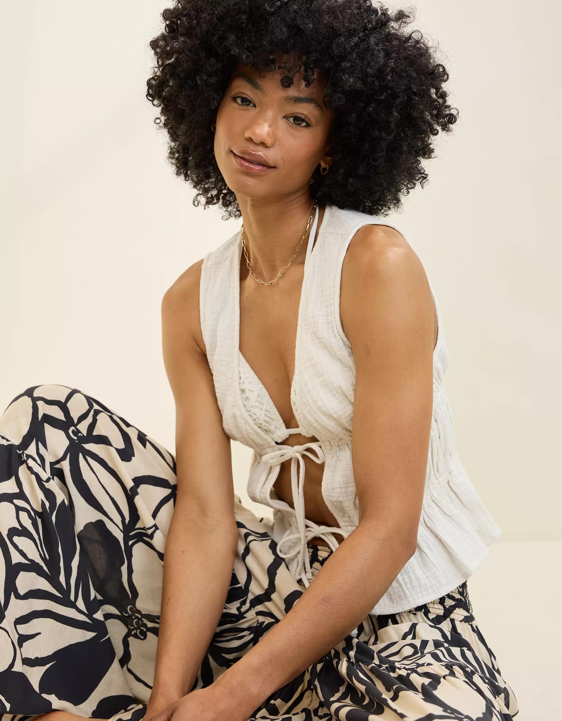 Aerie Tie Front Tank Top Product Image