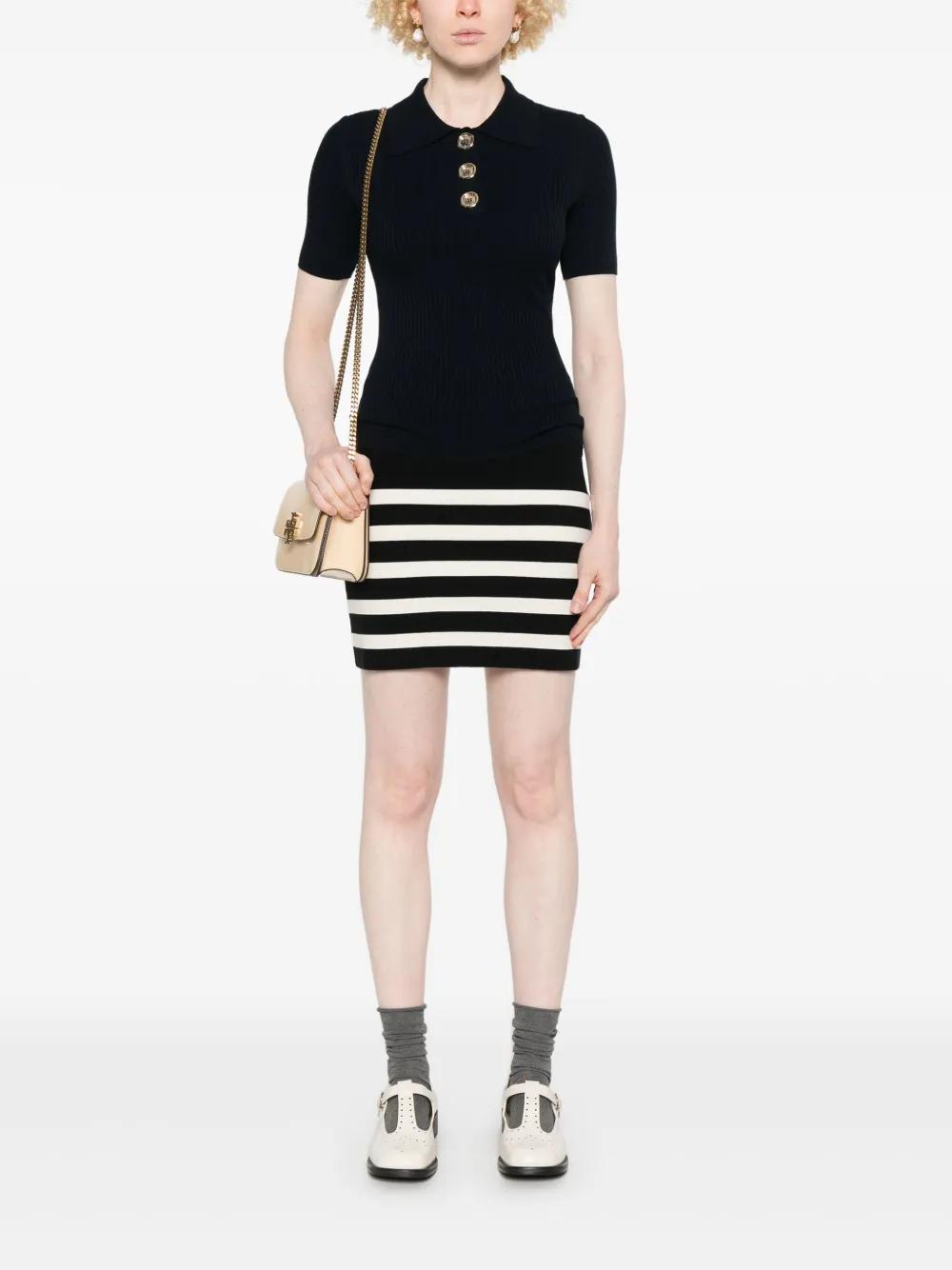 ribbed-knit polo shirt Product Image