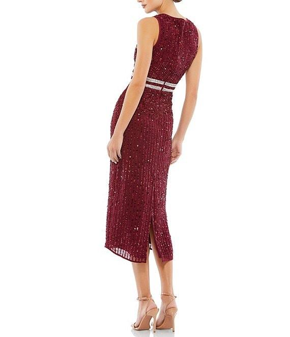 Mac Duggal Sleeveless Sequined Chiffon Midi Dress Product Image