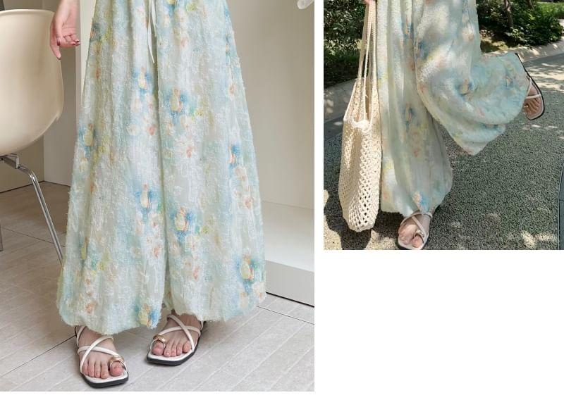 High Rise Floral Print Wide Leg Pants Product Image