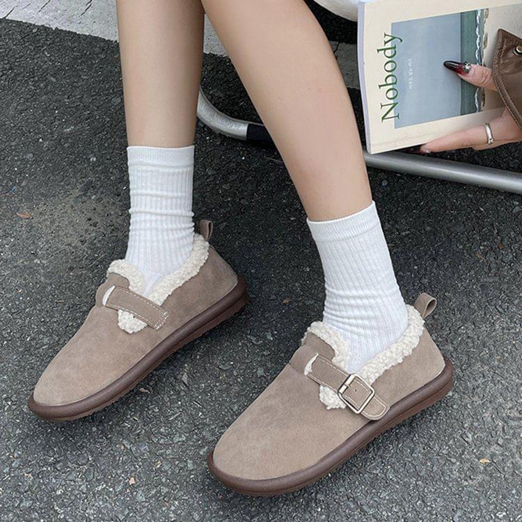 Buckled Fluffy Trim Slip-Ons Product Image