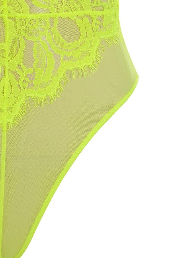 Nadia  neon yellow lace bodysuit Product Image