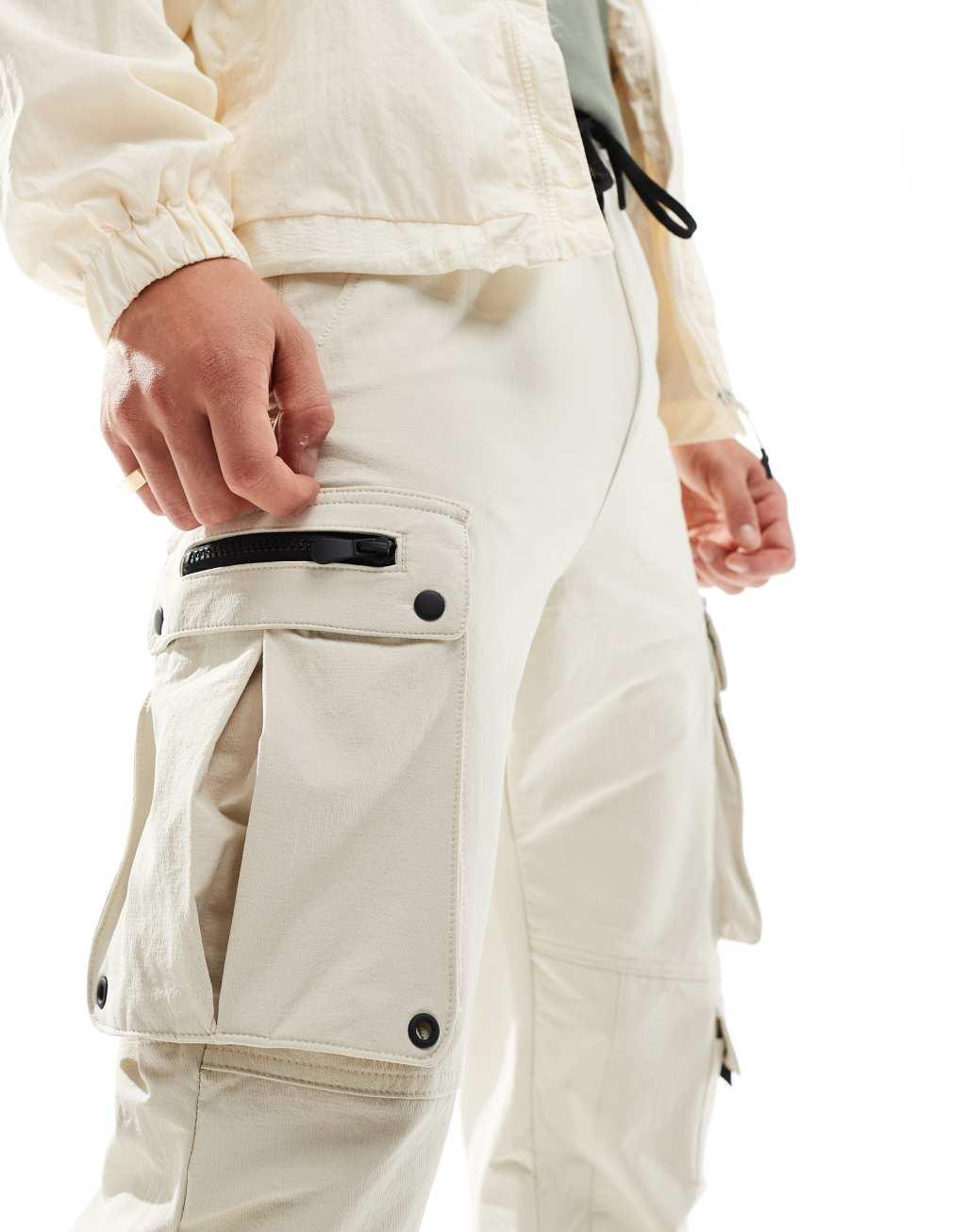 Bershka tech cargo pants in sand Product Image