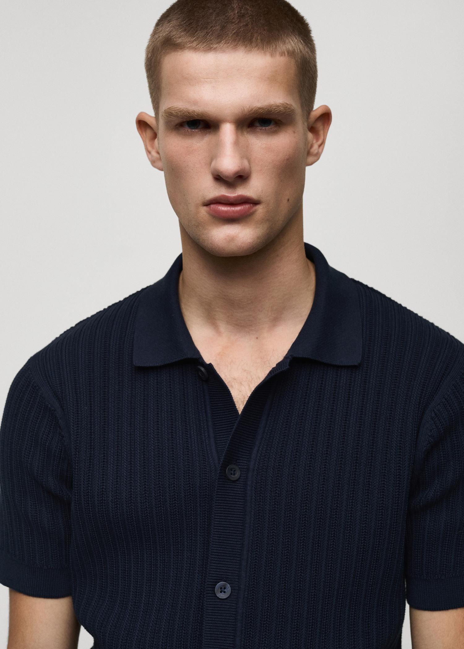 100% cotton shirt structure - Men | MANGO USA Product Image