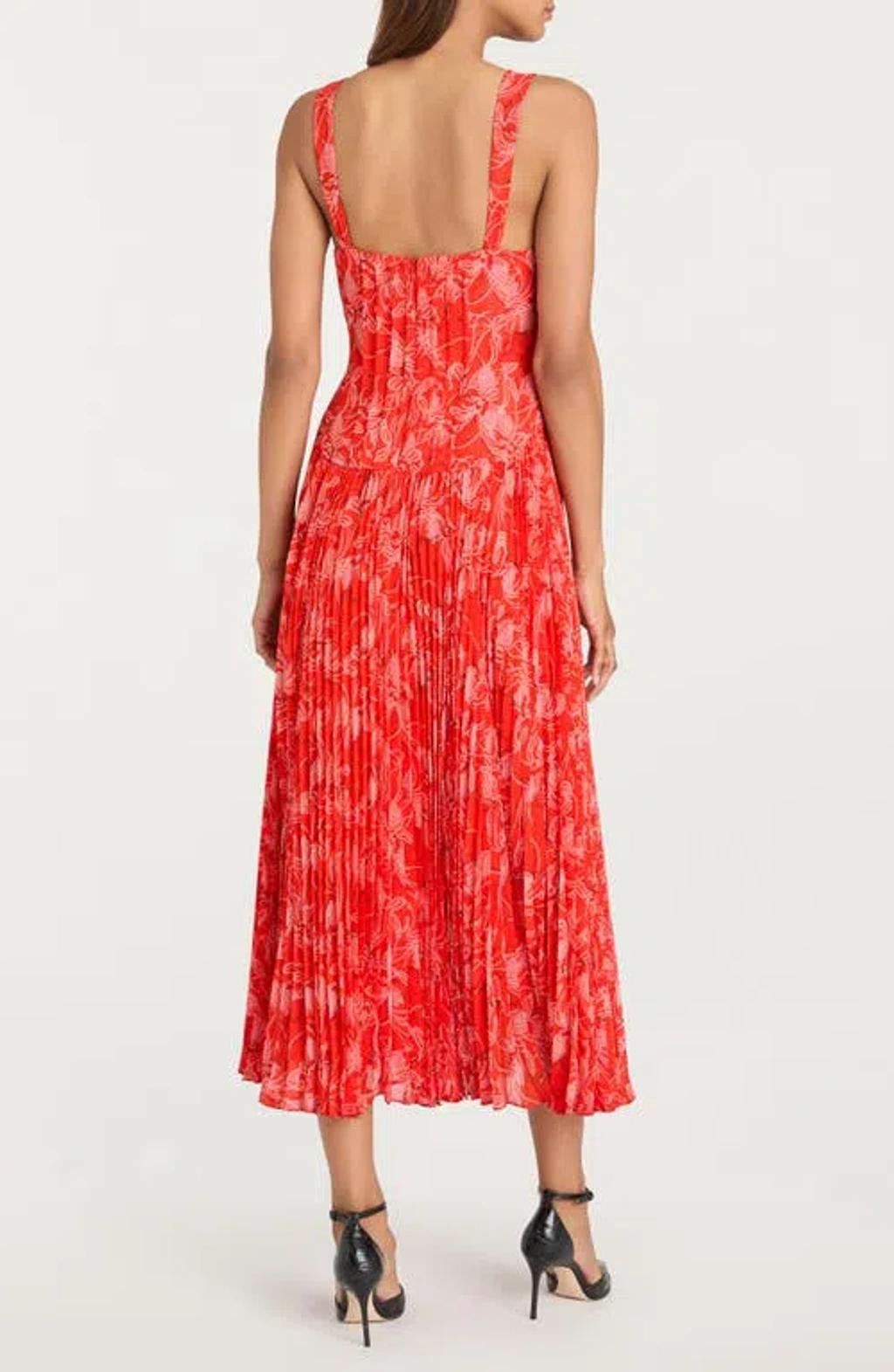 CINQ À SEPT Botanical Floral Print Sleeveless Maxi Dress In Orange Product Image