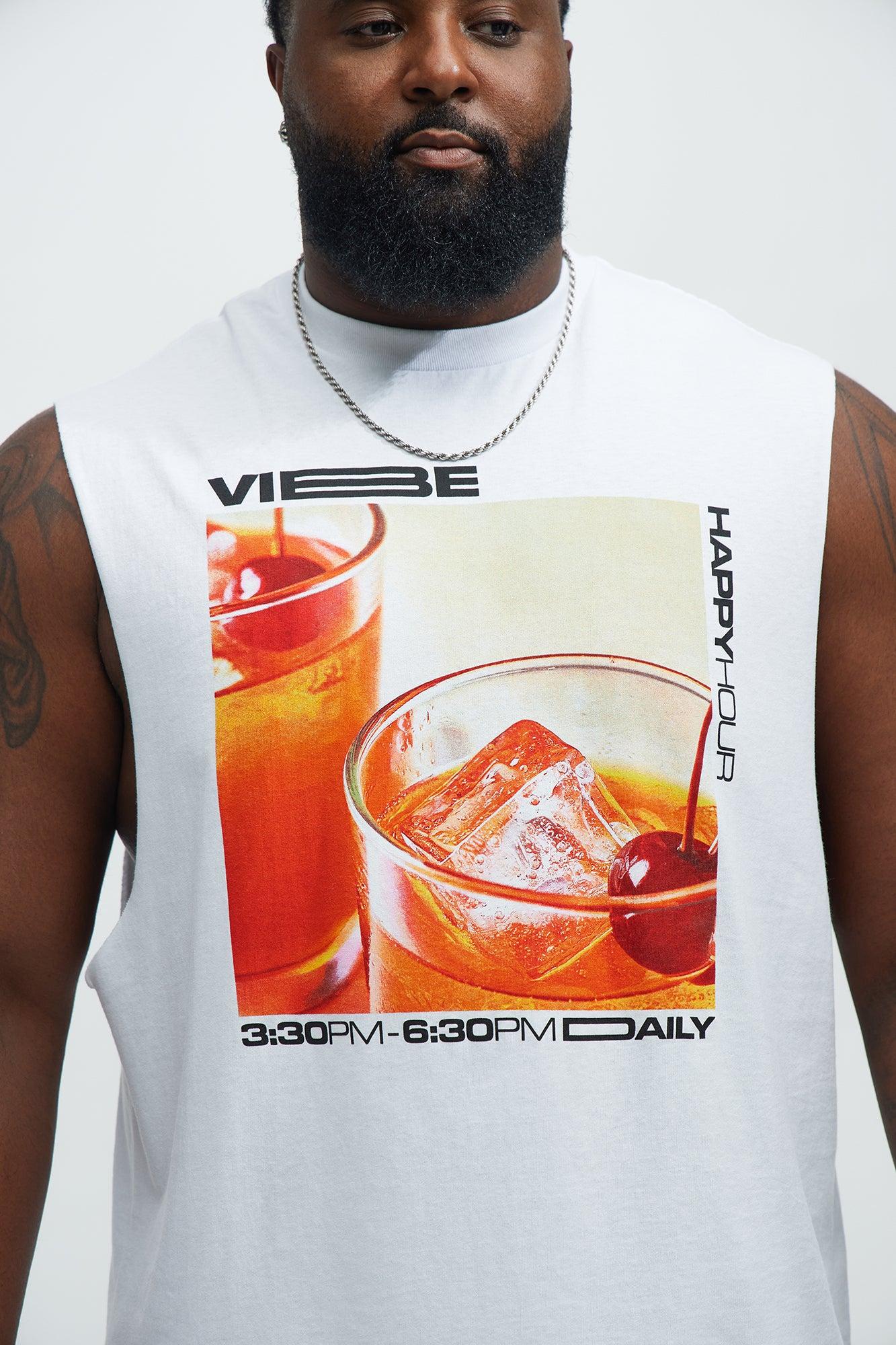 Vibe Happy Hour Muscle Tee - White Male Product Image